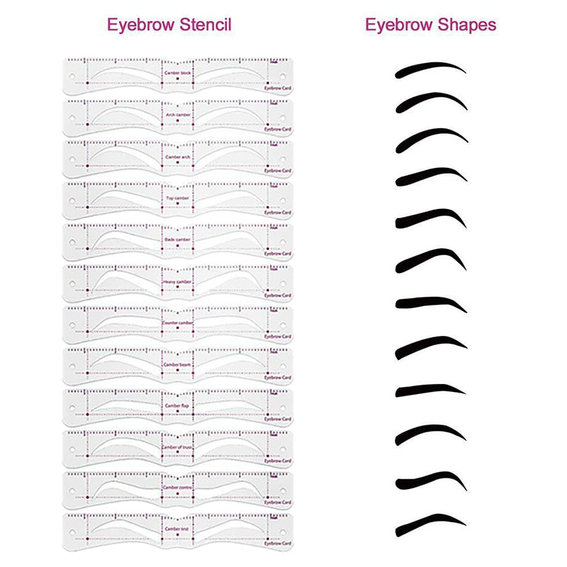 12Pcs/set Reusable Eyebrow Stencils Eye Brow Drawing Guide